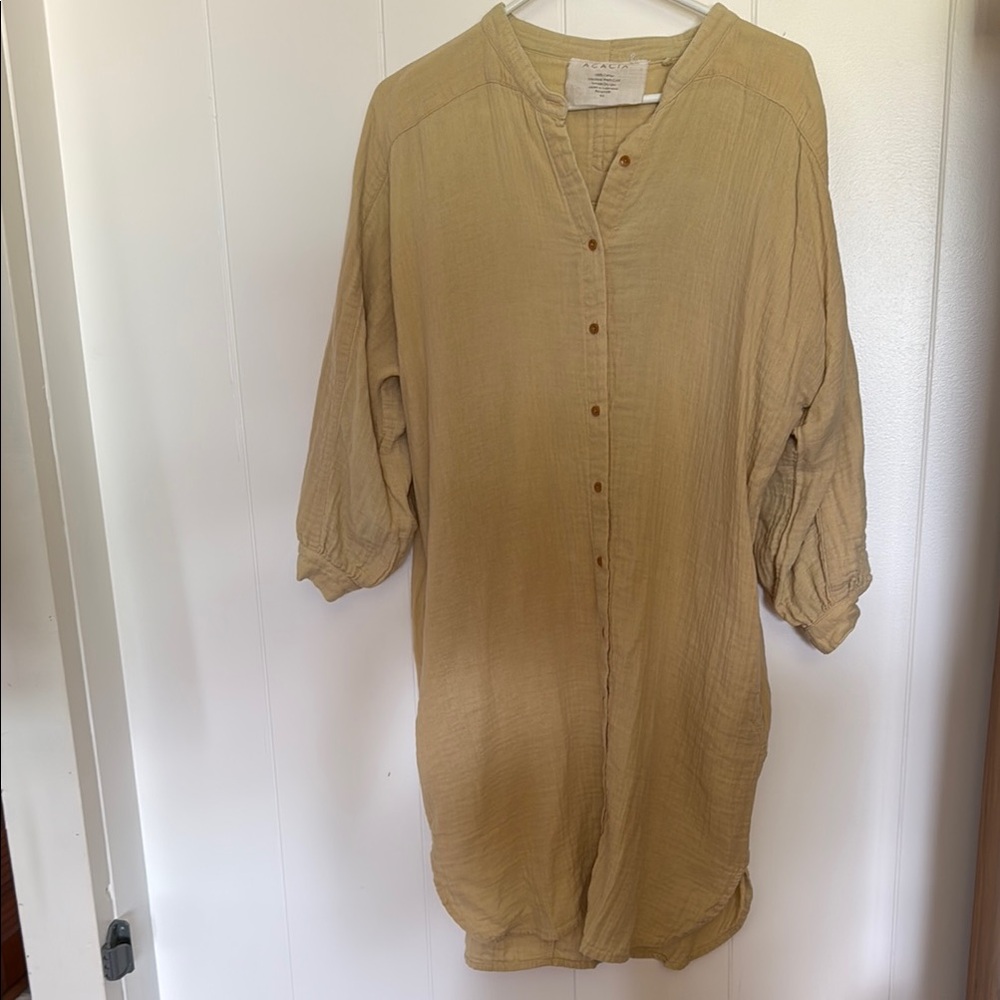 Acacia Swimwear Beige Button-Up Top